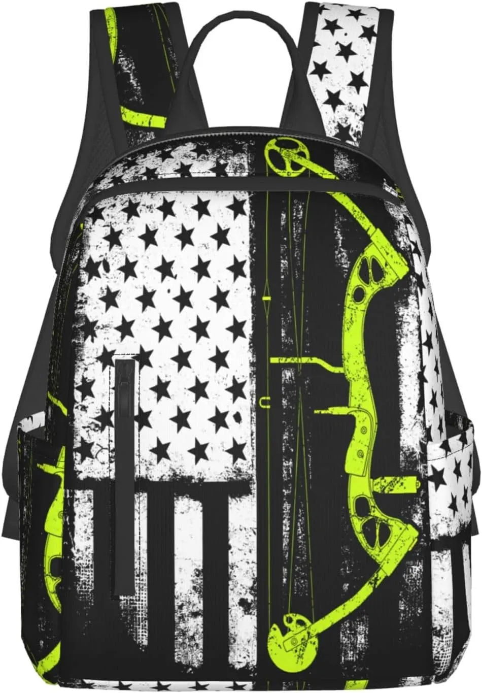 Bow Hunting American Flag Archery Bowhunter Casual Backpacks Laptop Backpack Outdoor Travel Rucksack Sport Carry-On Daypack Lightweight Bag with Multi-Pockets