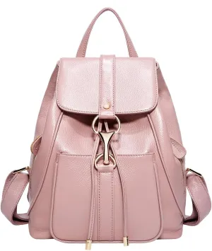 BOYATU Leather Backpack Purse for Women: Ladies Travel Fashion Back Pack - Genuine Leather Bag Casual Handbags for Work (Coral Pink)