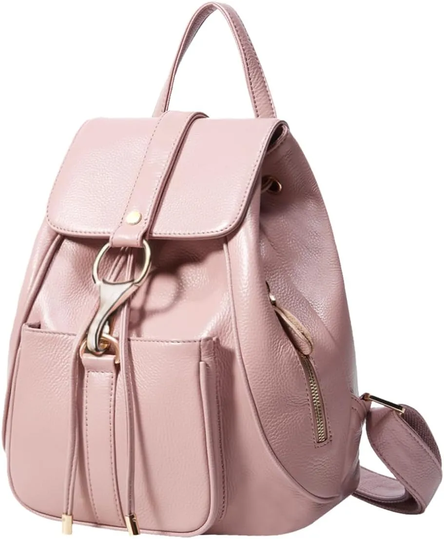 BOYATU Leather Backpack Purse for Women: Ladies Travel Fashion Back Pack - Genuine Leather Bag Casual Handbags for Work (Coral Pink)