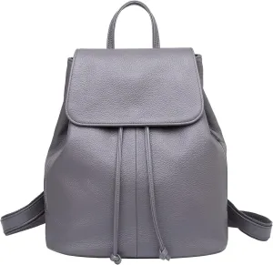BOYATU Leather Backpack Purse for Women: Ladies Travel Fashion Back Pack - Genuine Leather Bag Casual Handbags for Work (Grey)