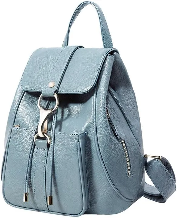 BOYATU Leather Backpack Purse for Women: Ladies Travel Fashion Back Pack - Genuine Leather Bag Casual Handbags for Work (Haze Blue)