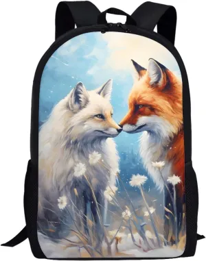 Boys Girls 3D Cool Fox Printed School Backpack Laptop Backpacks School Bag Daypack for Travel Casual,Blue Fox