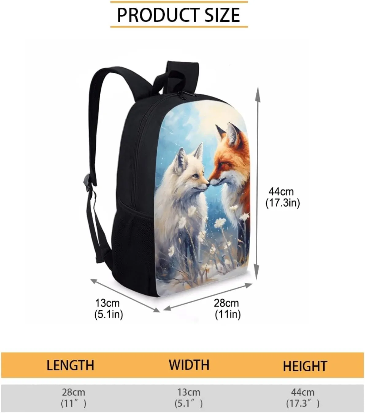 Boys Girls 3D Cool Fox Printed School Backpack Laptop Backpacks School Bag Daypack for Travel Casual,Blue Fox