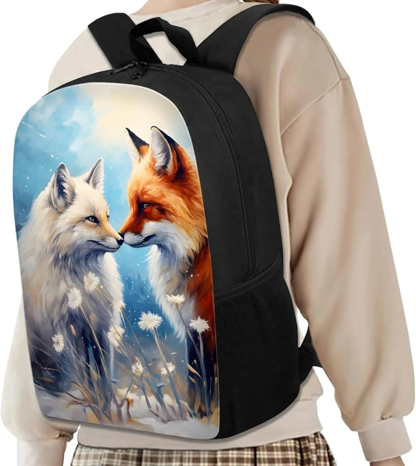 Boys Girls 3D Cool Fox Printed School Backpack Laptop Backpacks School Bag Daypack for Travel Casual,Blue Fox