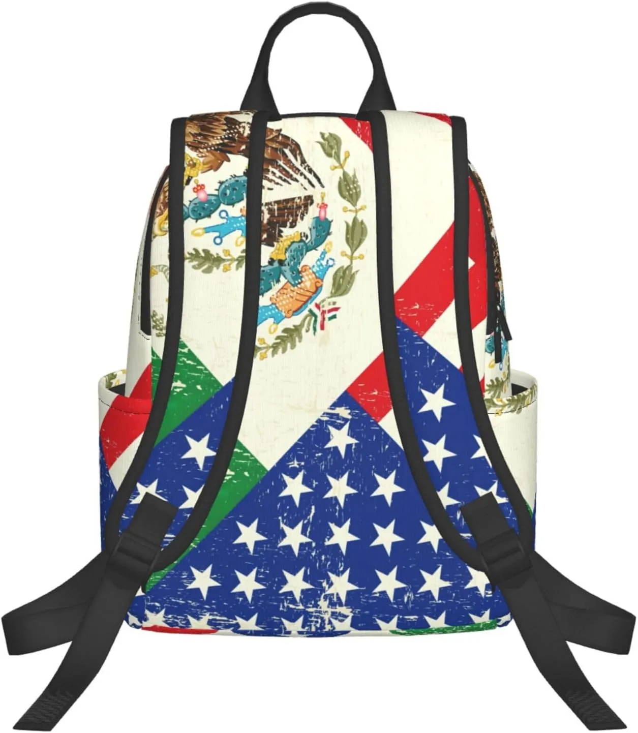 BREAUX Mexican American Flag Print Large-Capacity Backpack, Simple And Lightweight Casual Backpack, Travel Backpacks