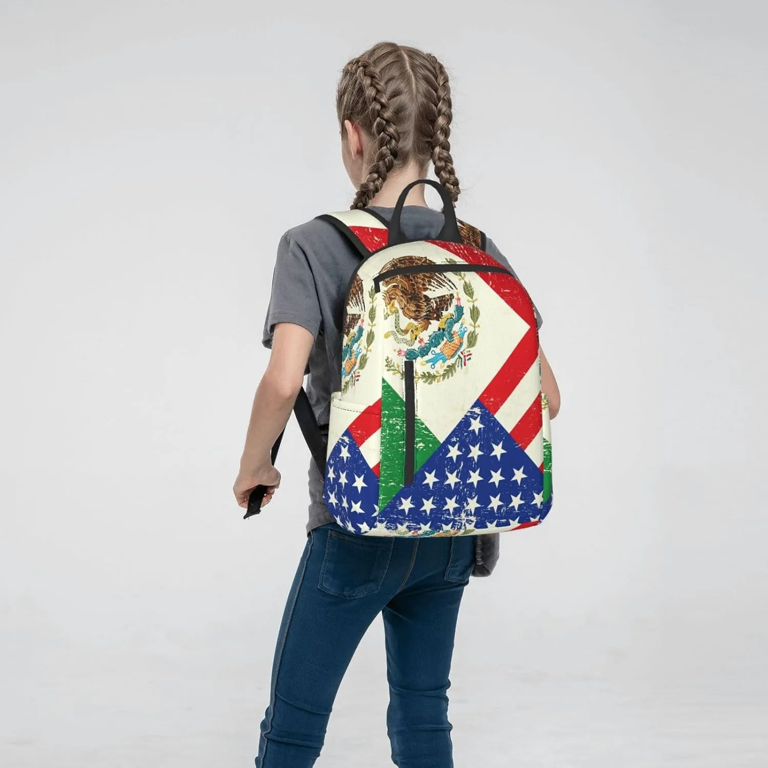 BREAUX Mexican American Flag Print Large-Capacity Backpack, Simple And Lightweight Casual Backpack, Travel Backpacks