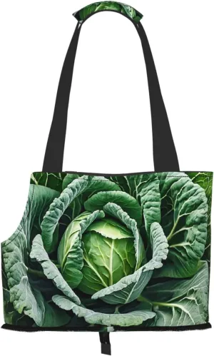 Bright Cabbage Printed Foldable Pet Bag - Portable Puppy Cat Travel Handbag Tote,Pet Carrier Backpacks., Black