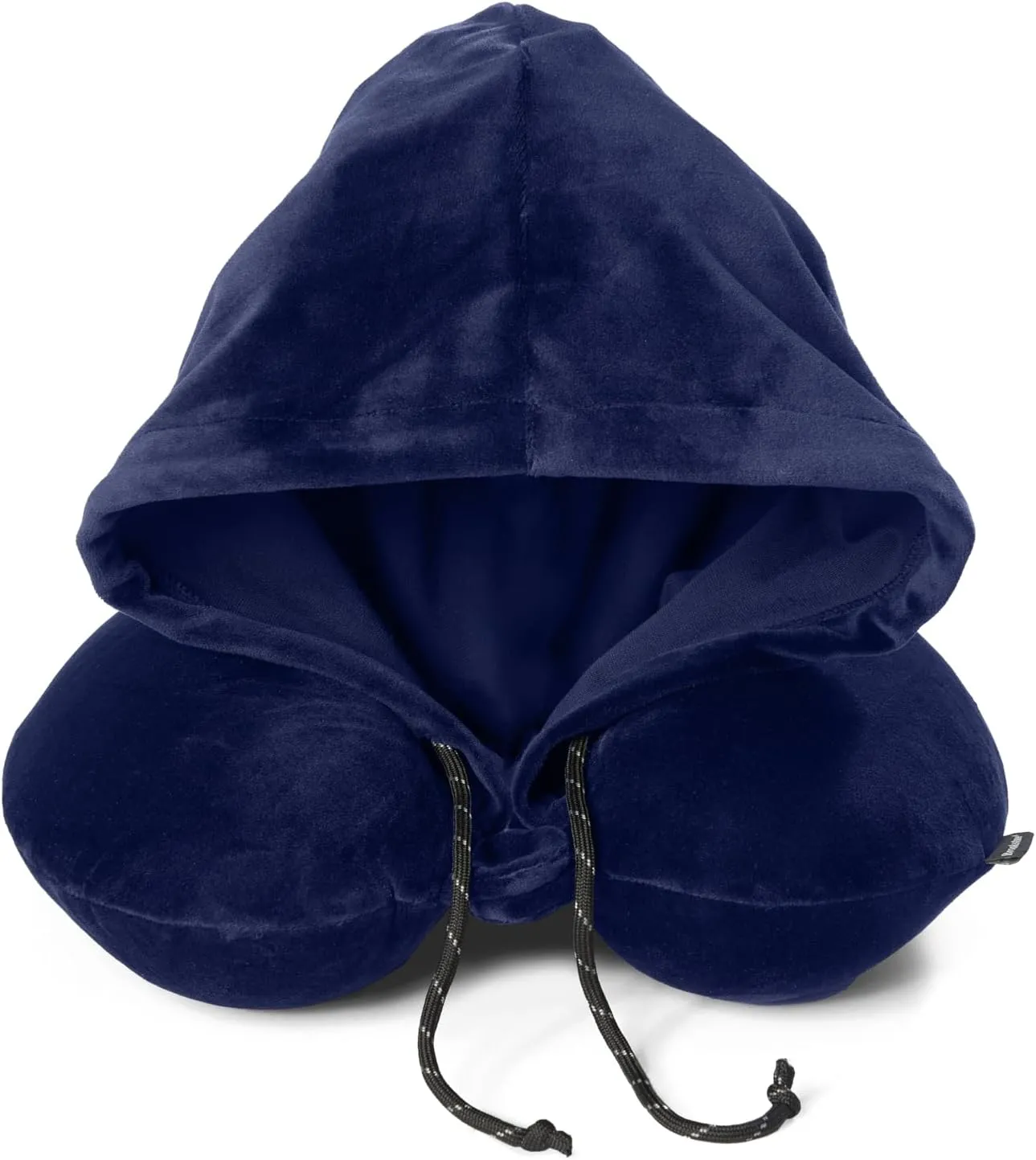 Brookstone Hooded Neck Travel Pillow - Memory Foam Light-Blocking Travel Neck Pillow with Hood for Sleeping, Airplane, Car, Blue