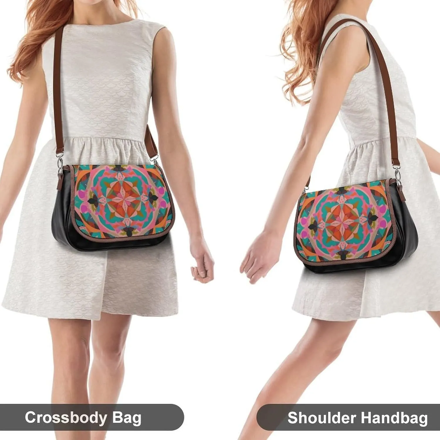 Brown Ginkgo Leaves Crossbody Bags for Women Travel Shoulder Bag Small Leather Cross Body Handbags