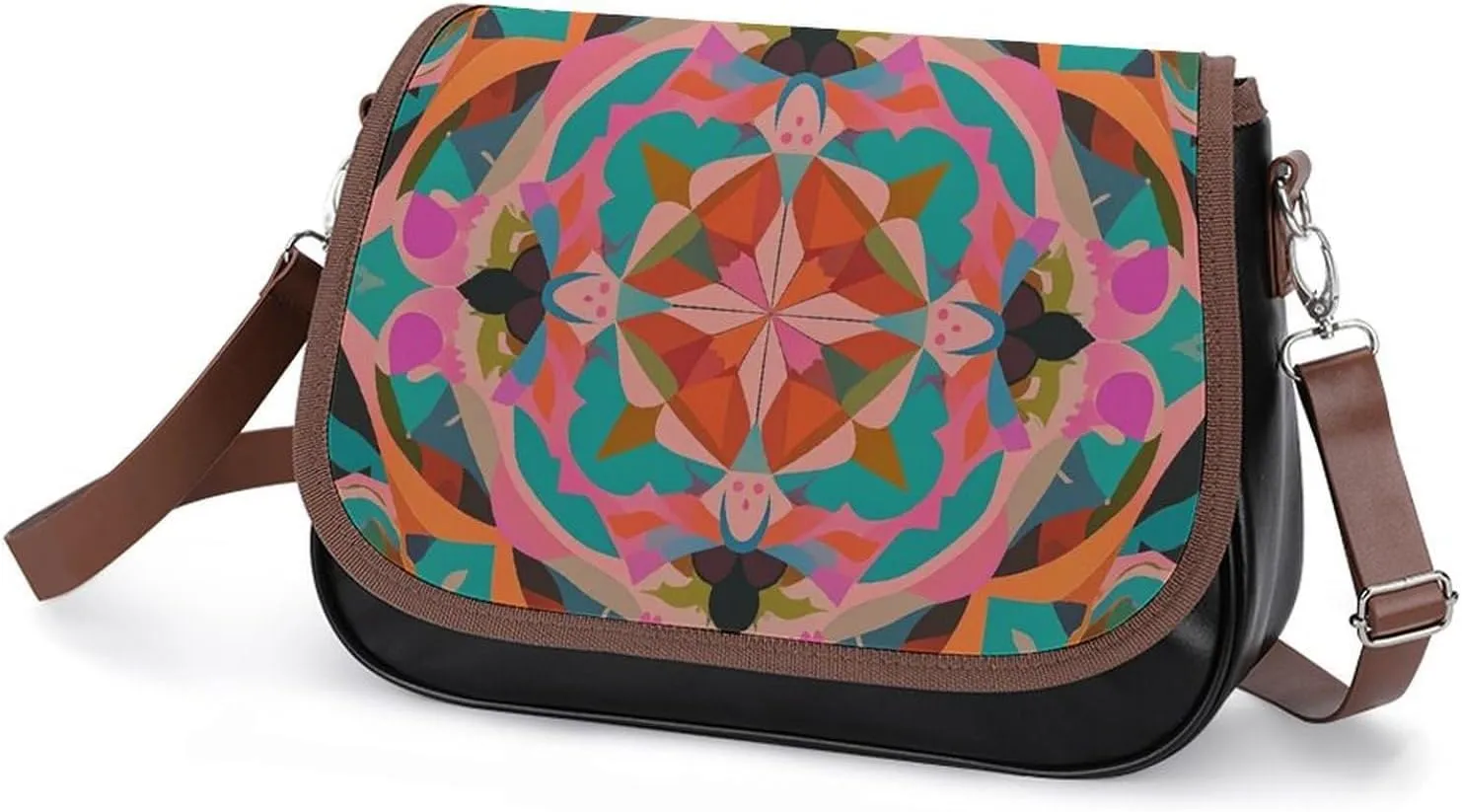 Brown Ginkgo Leaves Crossbody Bags for Women Travel Shoulder Bag Small Leather Cross Body Handbags