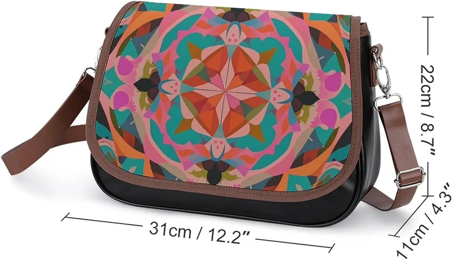 Brown Ginkgo Leaves Crossbody Bags for Women Travel Shoulder Bag Small Leather Cross Body Handbags