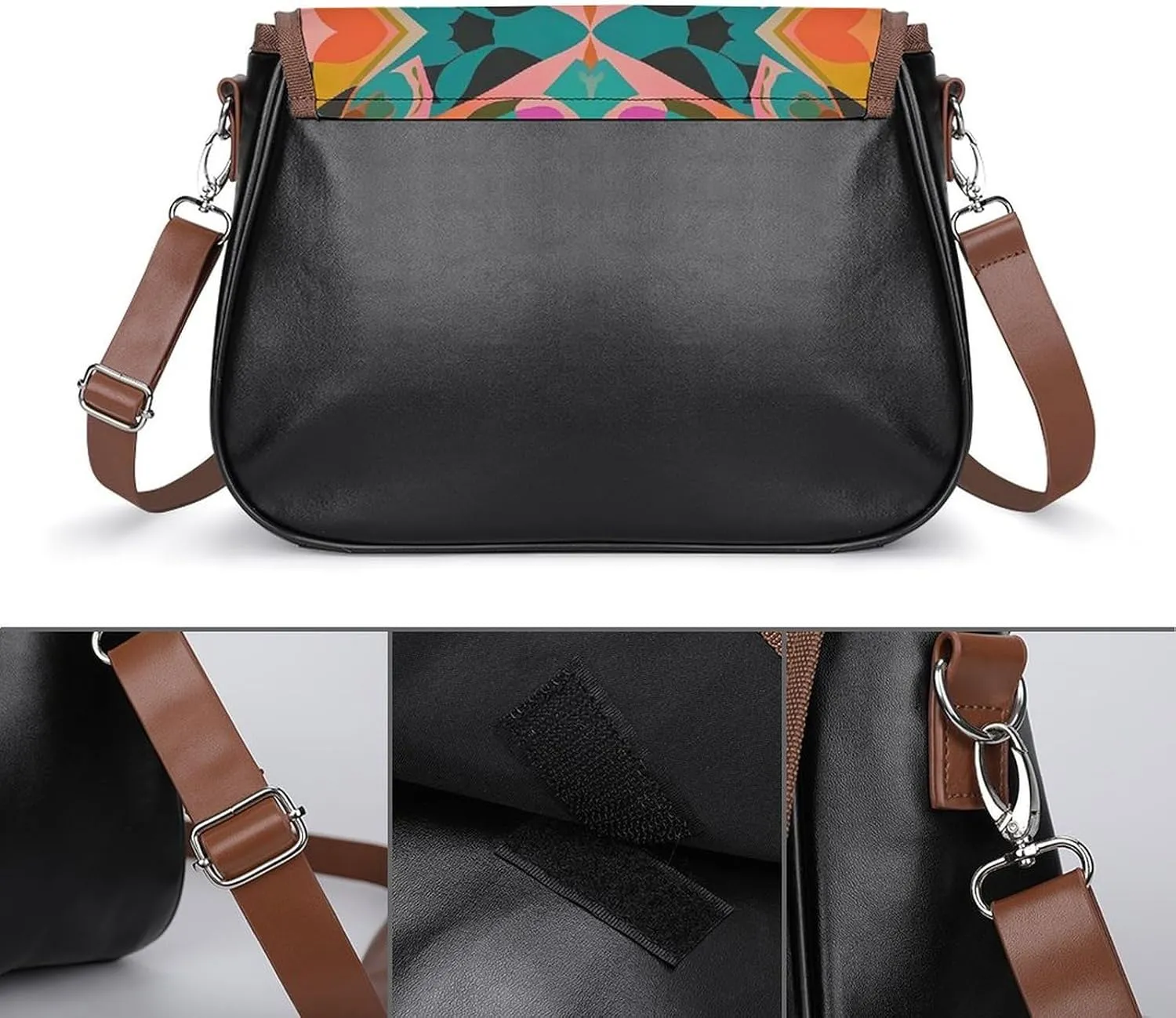 Brown Ginkgo Leaves Crossbody Bags for Women Travel Shoulder Bag Small Leather Cross Body Handbags