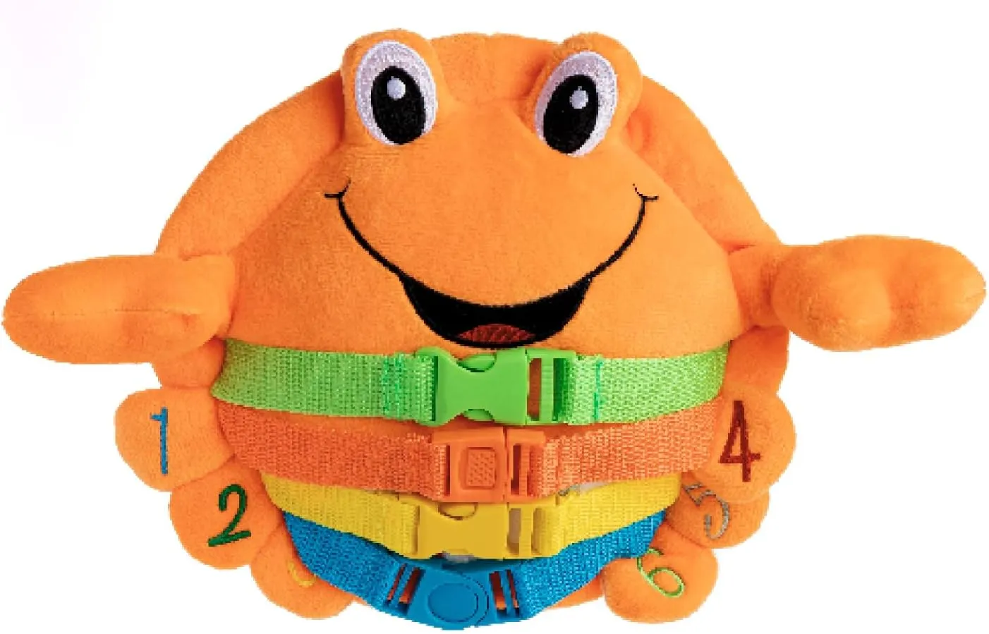 Buckle Toys - Barney Crab Stuffed Animal - Montessori Learning Toy for Toddlers - Develop Motor Skills and Problem Solving - Great Car Trip Activities for Kids