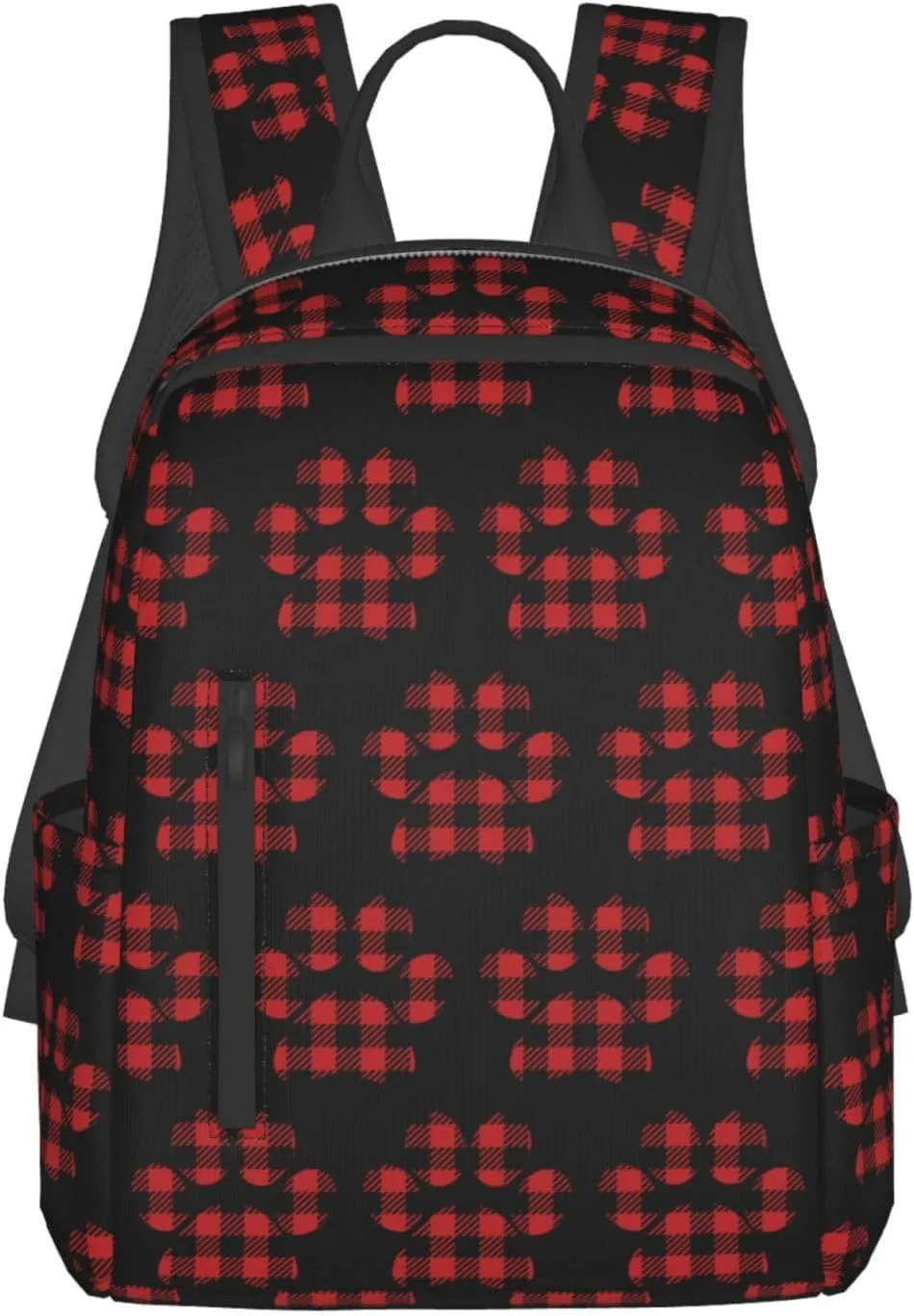Buffalo Plaid Paw Casual Backpacks Large Capacity Laptop Backpack Sports Rucksack Travel Daypack Adjustable Shoulder Strap Work Bag for Outdoor Camping