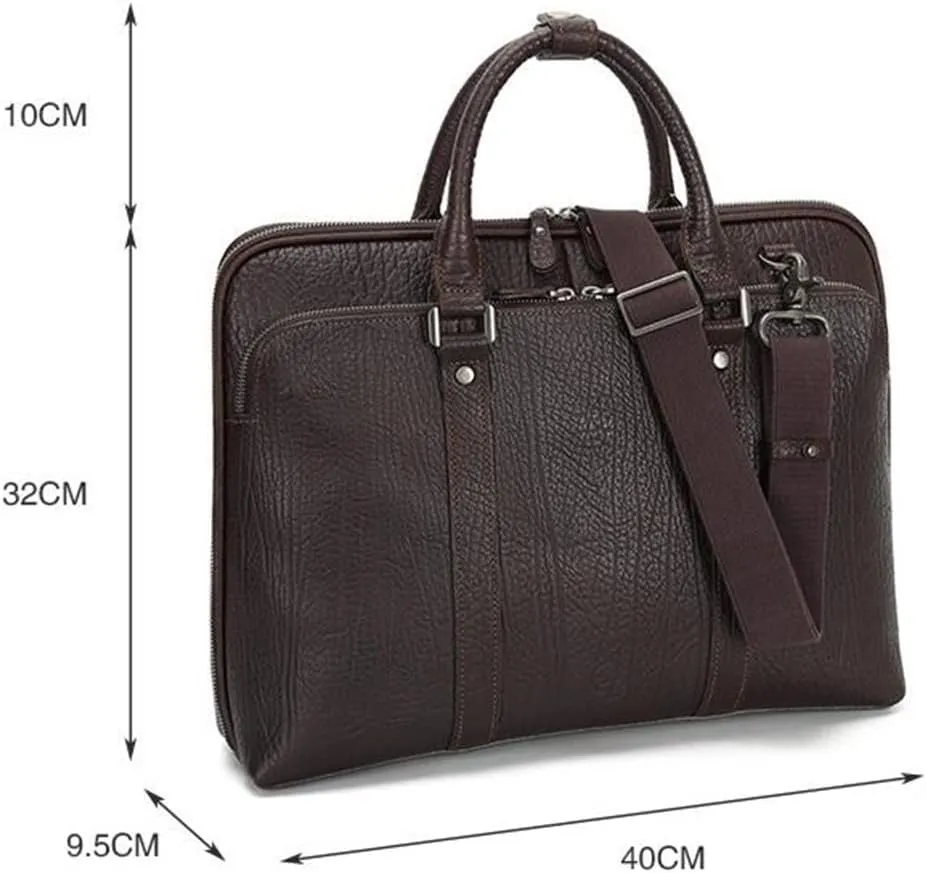 Business Men's Handbag Briefcase Shoulder Crossbody Bag Genuine Layer Cowhide Leather Men's Bag