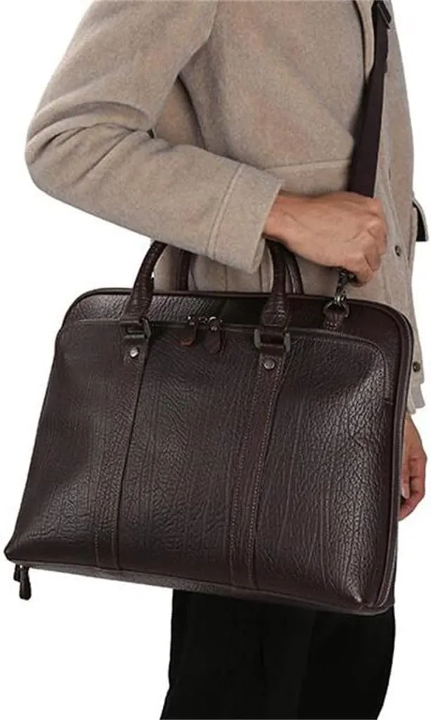 Business Men's Handbag Briefcase Shoulder Crossbody Bag Genuine Layer Cowhide Leather Men's Bag