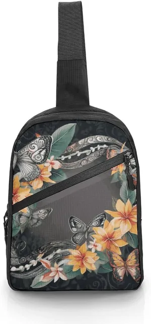 Butterflies And Garland Images Cross Chest Bag Crossbody Backpack for Women Men Sling Bag Travel Hiking Daypack