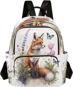 Butterfly Fox Tulips White Backpack Purse for Women Travel Bag with Anti-theft Back for School S