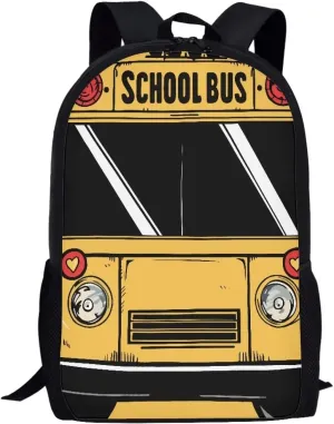 Buybai School Backpack for Girls Boys Kids Schoolbag Children Bookbag 17 Inch Lightweight School Bus Printed Student Shoulders Bag with Double Zipper