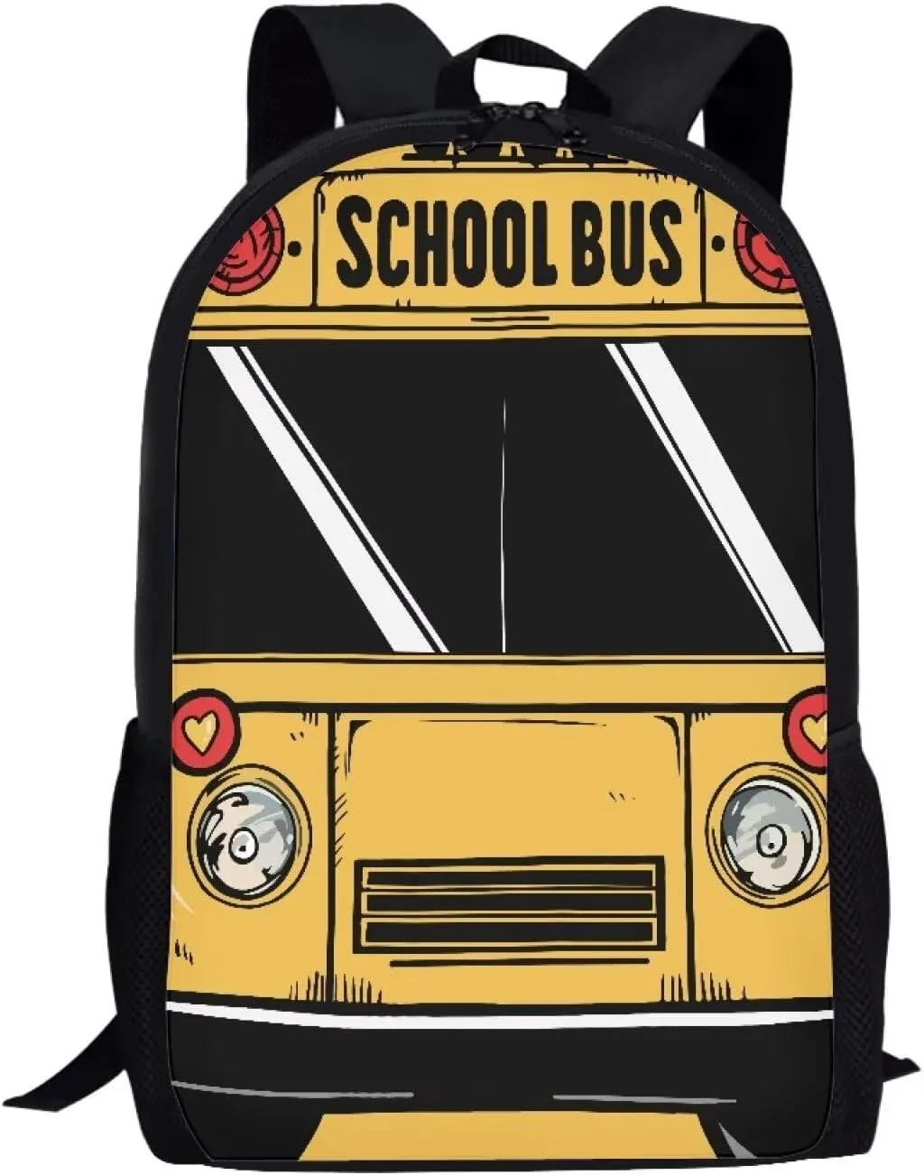 Buybai School Backpack for Girls Boys Kids Schoolbag Children Bookbag 17 Inch Lightweight School Bus Printed Student Shoulders Bag with Double Zipper