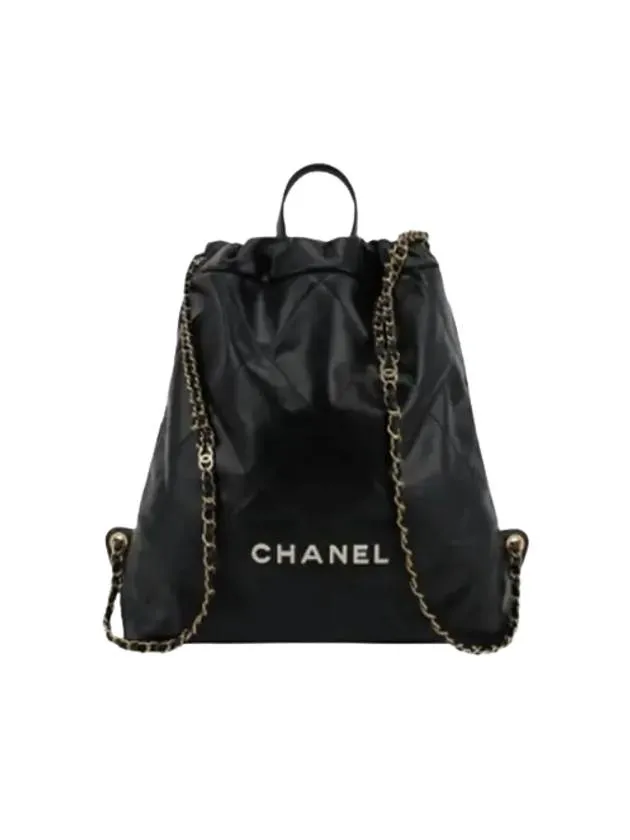 Calfskin Chanel High-end Chain Black 22 Backpack Winter sale Shiny