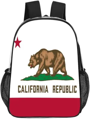 California State Flag Clear Backpacks PVC Transparent Laptop Backpack Multipurpose Double Shoulder Bag for Men Women Gifts