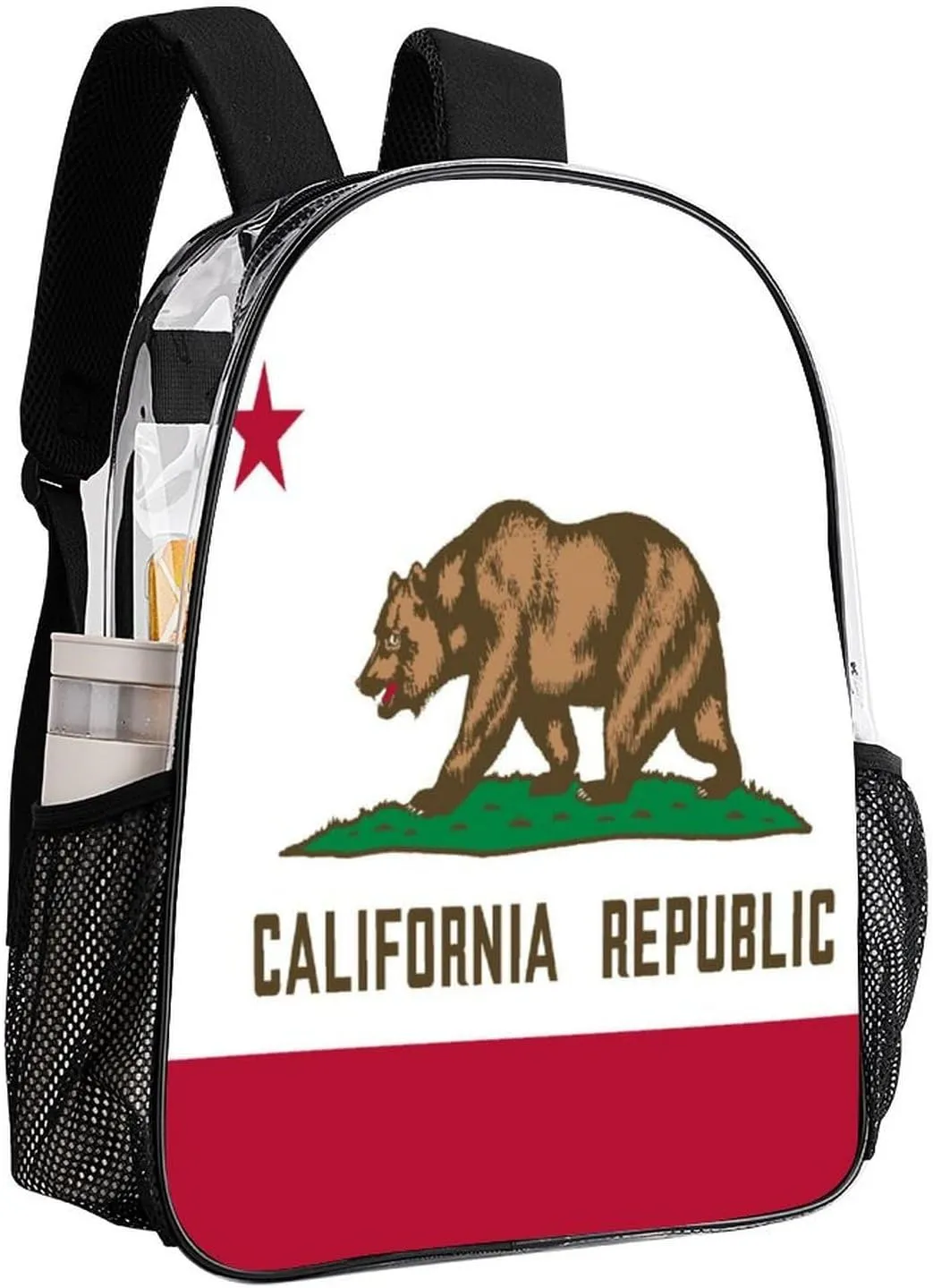 California State Flag Clear Backpacks PVC Transparent Laptop Backpack Multipurpose Double Shoulder Bag for Men Women Gifts