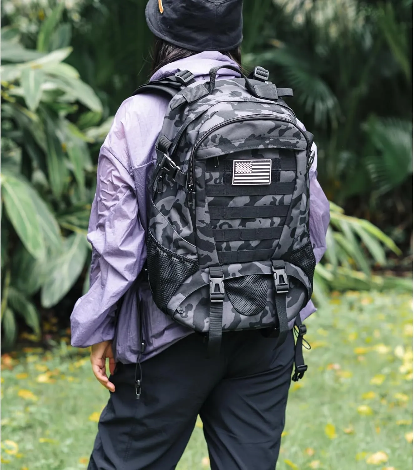 Camo Backpack for Boys,Military Boy Backpacks for Middle Elementary with USA Flag Patch,30L Waterproof Tactical School Backpack for Camping Outdoor