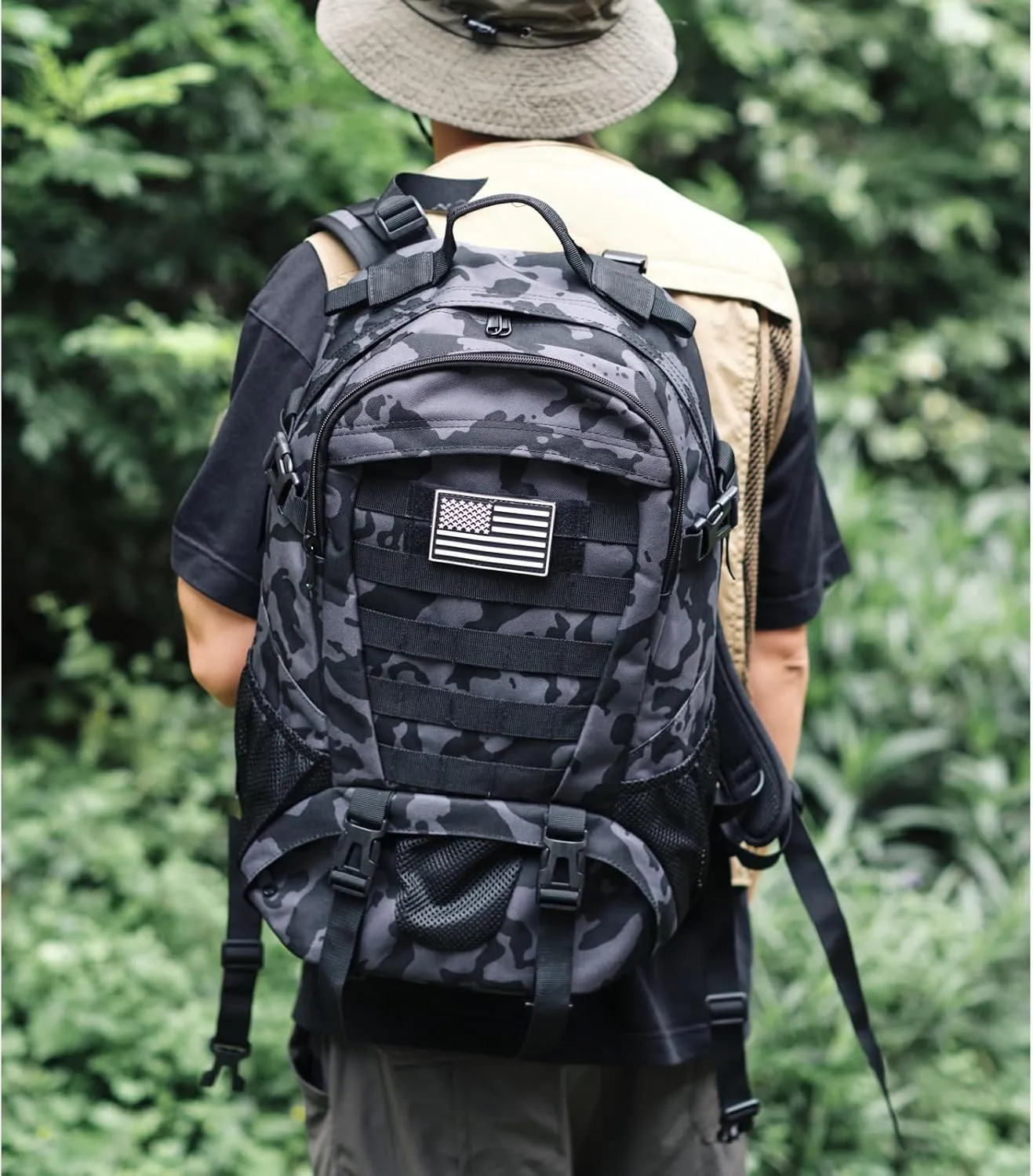 Camo Backpack for Boys,Military Boy Backpacks for Middle Elementary with USA Flag Patch,30L Waterproof Tactical School Backpack for Camping Outdoor