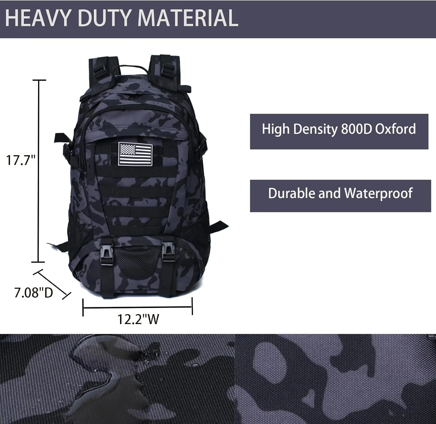 Camo Backpack for Boys,Military Boy Backpacks for Middle Elementary with USA Flag Patch,30L Waterproof Tactical School Backpack for Camping Outdoor