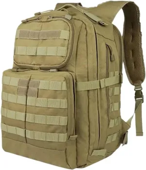 Camping Backpack Travel Daypack Rucksacks Outdoor Hiking Fishing Training Shoulder Bag Mountaineer Bag(Mud)