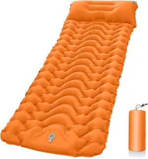 Camping Inflatable Sleeping Mat Extra Thick 4 inch Sleeping Mat with Pillow BuiltGeLYXPEIJIANitin Pump Compact and Ultra Light Camping Air Cushion for Backpacking ExcursionsHiking Tent Trips, Orange