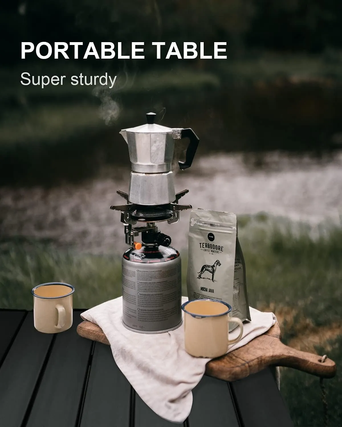 Camping Table Folding Portable Camp Side Table Aluminum Lightweight Carry Bag Beach Outdoor Hiking Picnics BBQ Cooking Dining Kitchen Black Medium