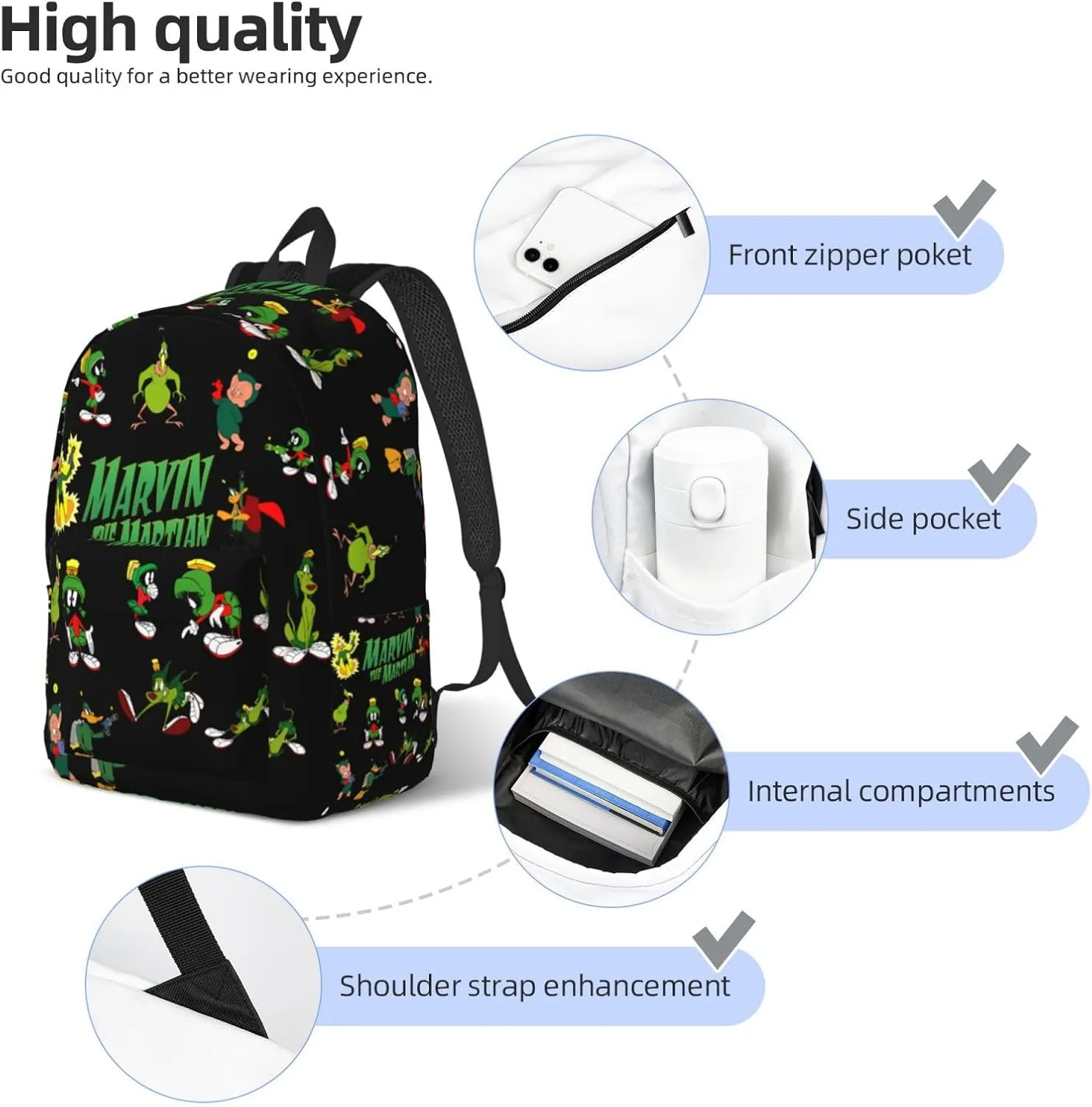 Canvas Backpacks Marvin Anime The Martian Laptop Backpack Unisex Multipurpose Double Shoulder Bag for Camping Travle Work Hiking Gifts
