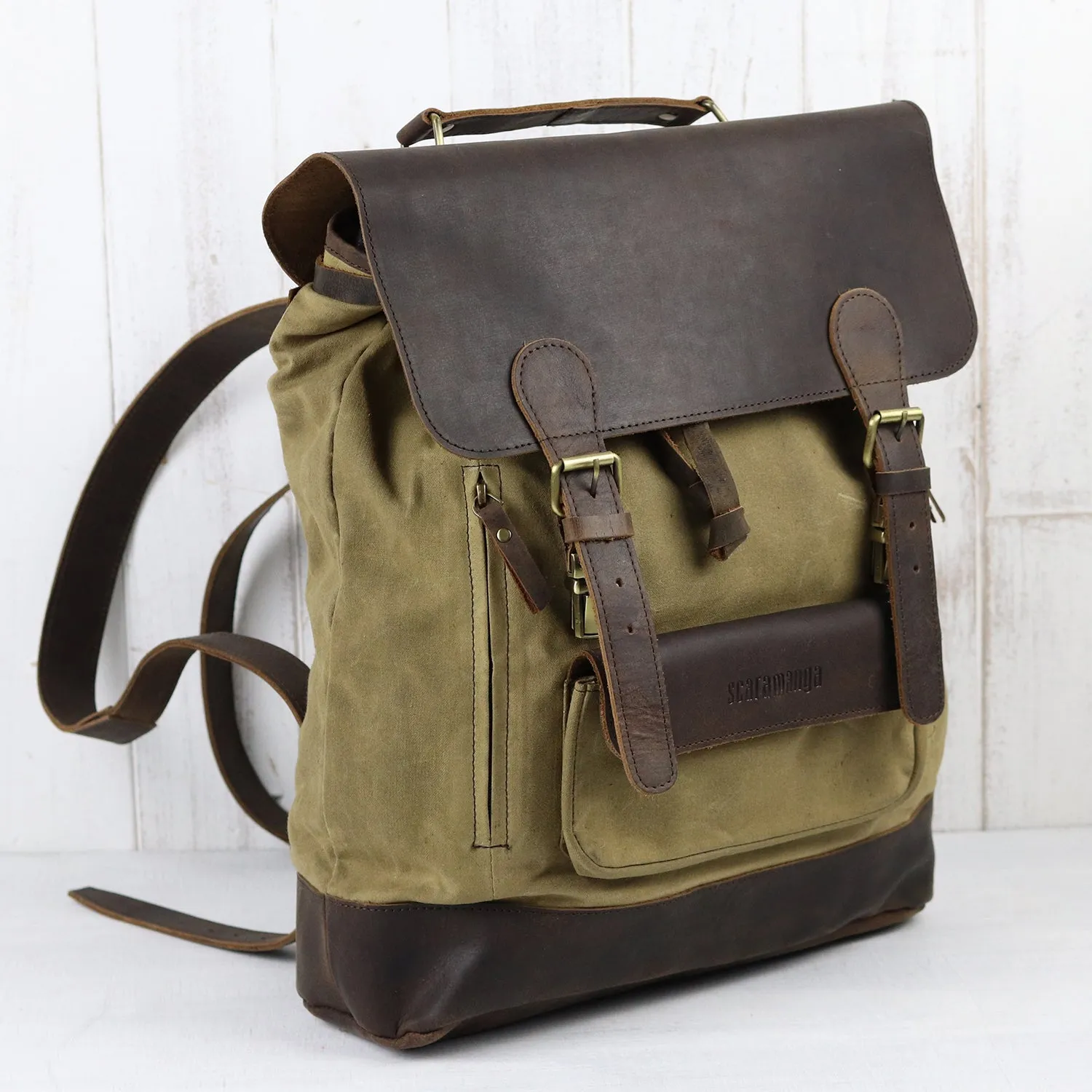 Canvas Leather Backpack Large FLBG14025