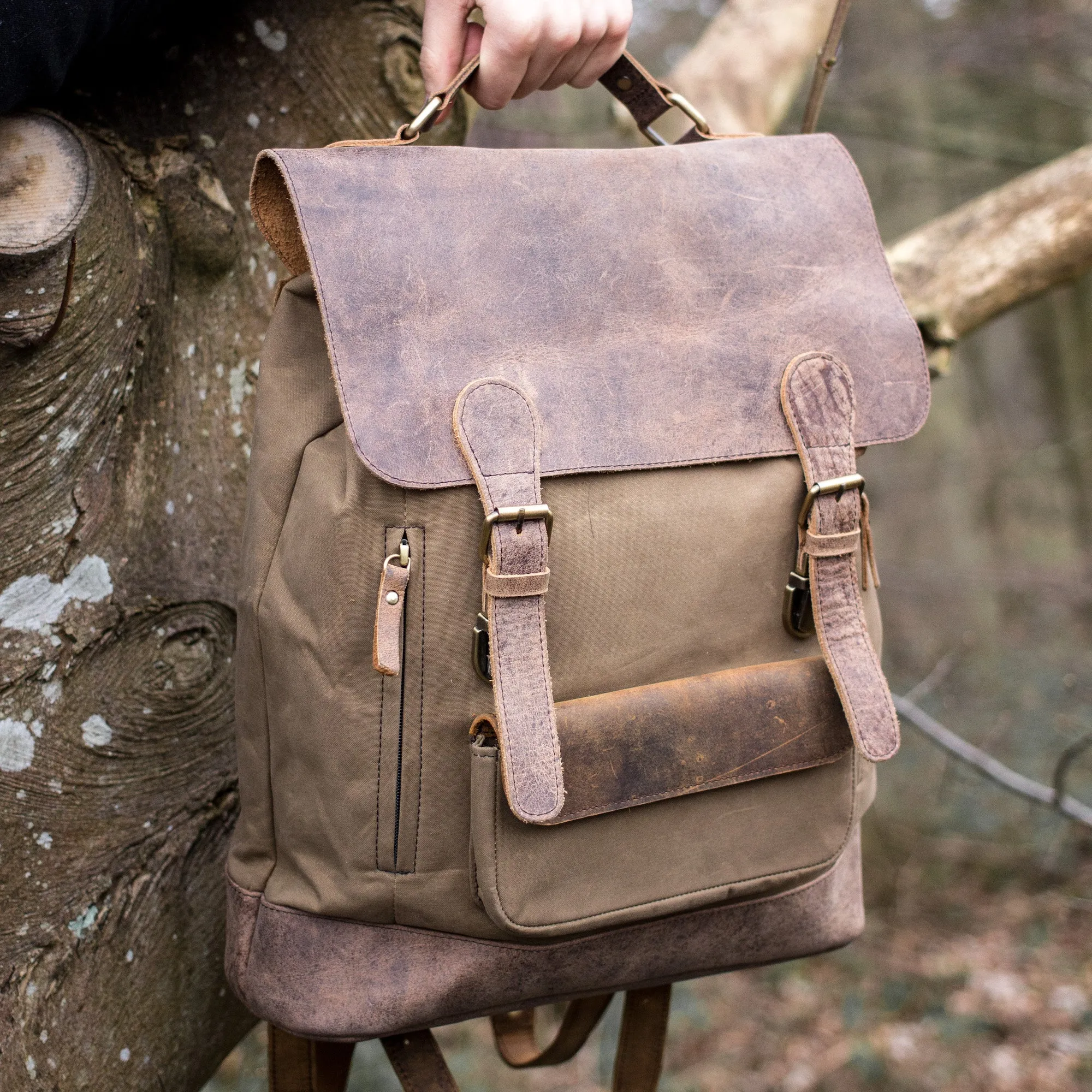 Canvas Leather Backpack Large FLBG14025