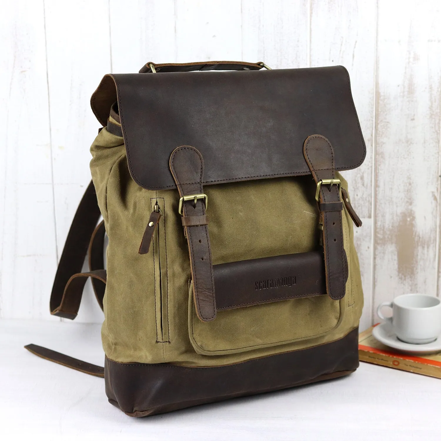 Canvas Leather Backpack Large FLBG14025
