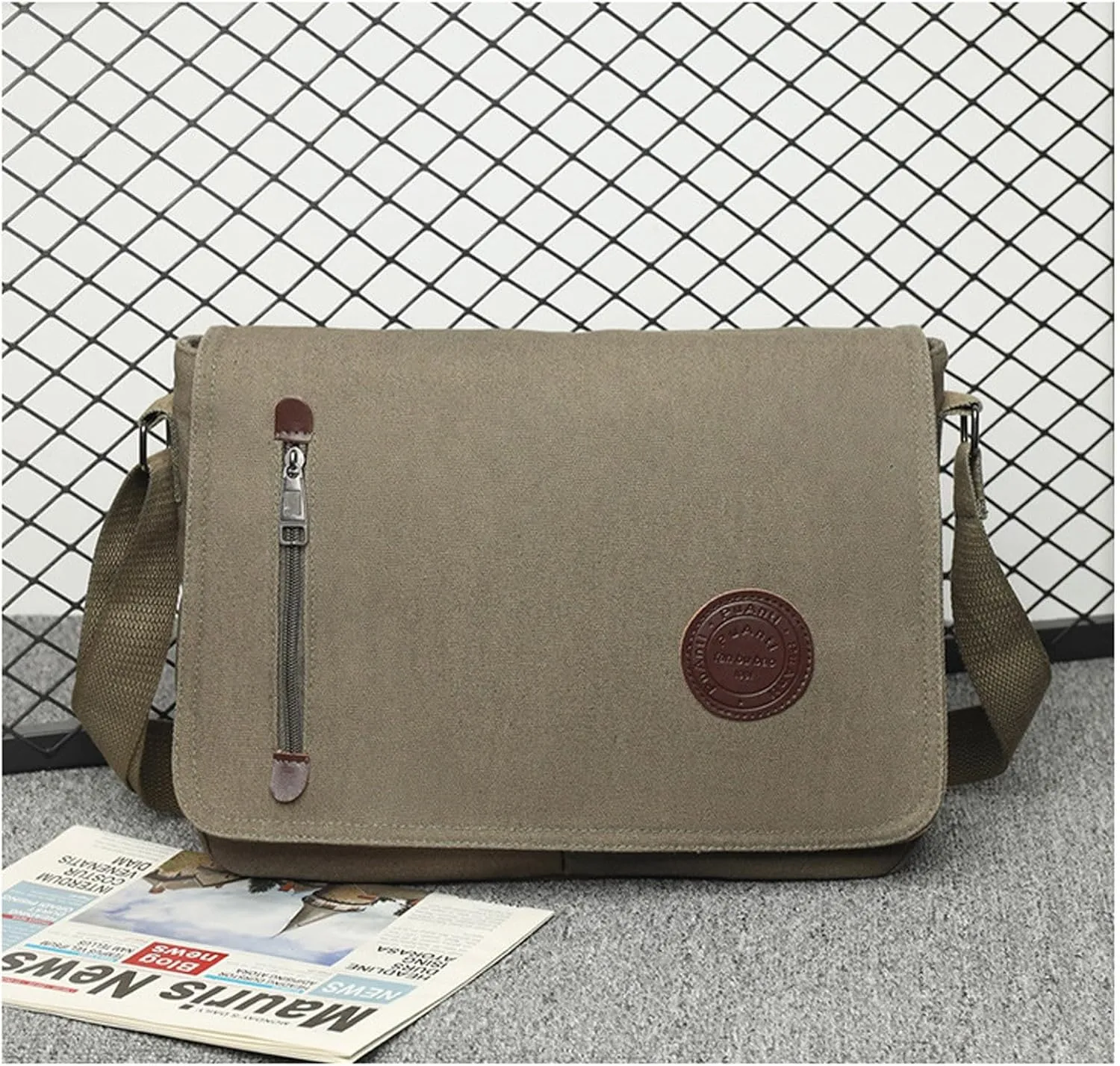 Canvas Messenger Bag Laptop Bag For Men Women For School Work Travel Wedding Bag (Green, One Size)