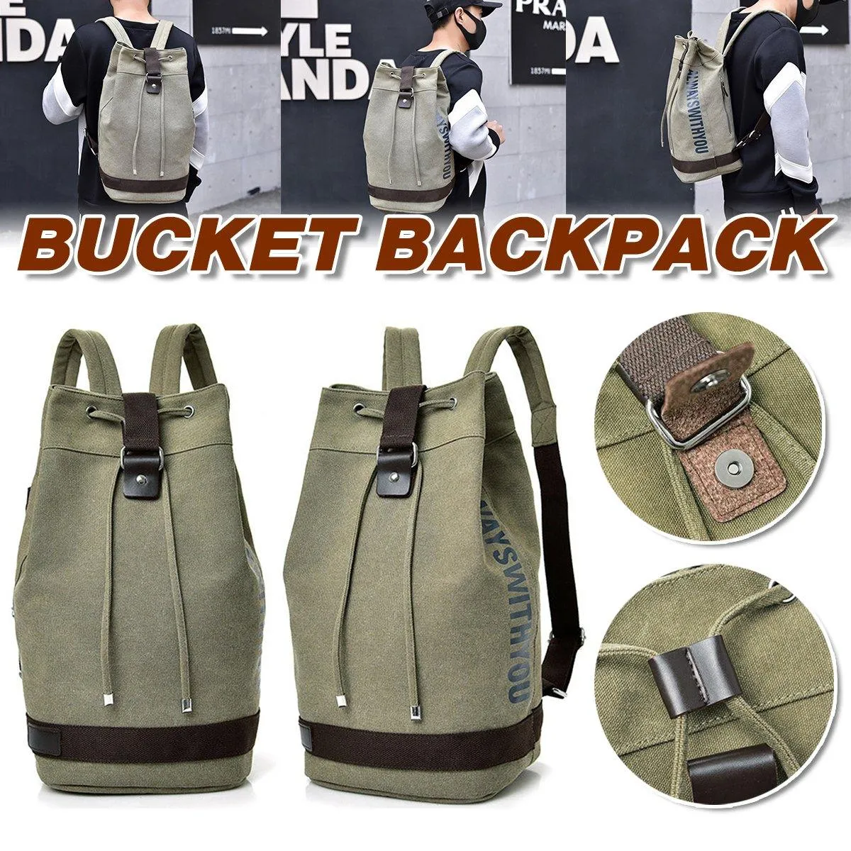 Canvas Sports Backpack Mens Leisure Travel Schoolbag Multi-purpose Backpack