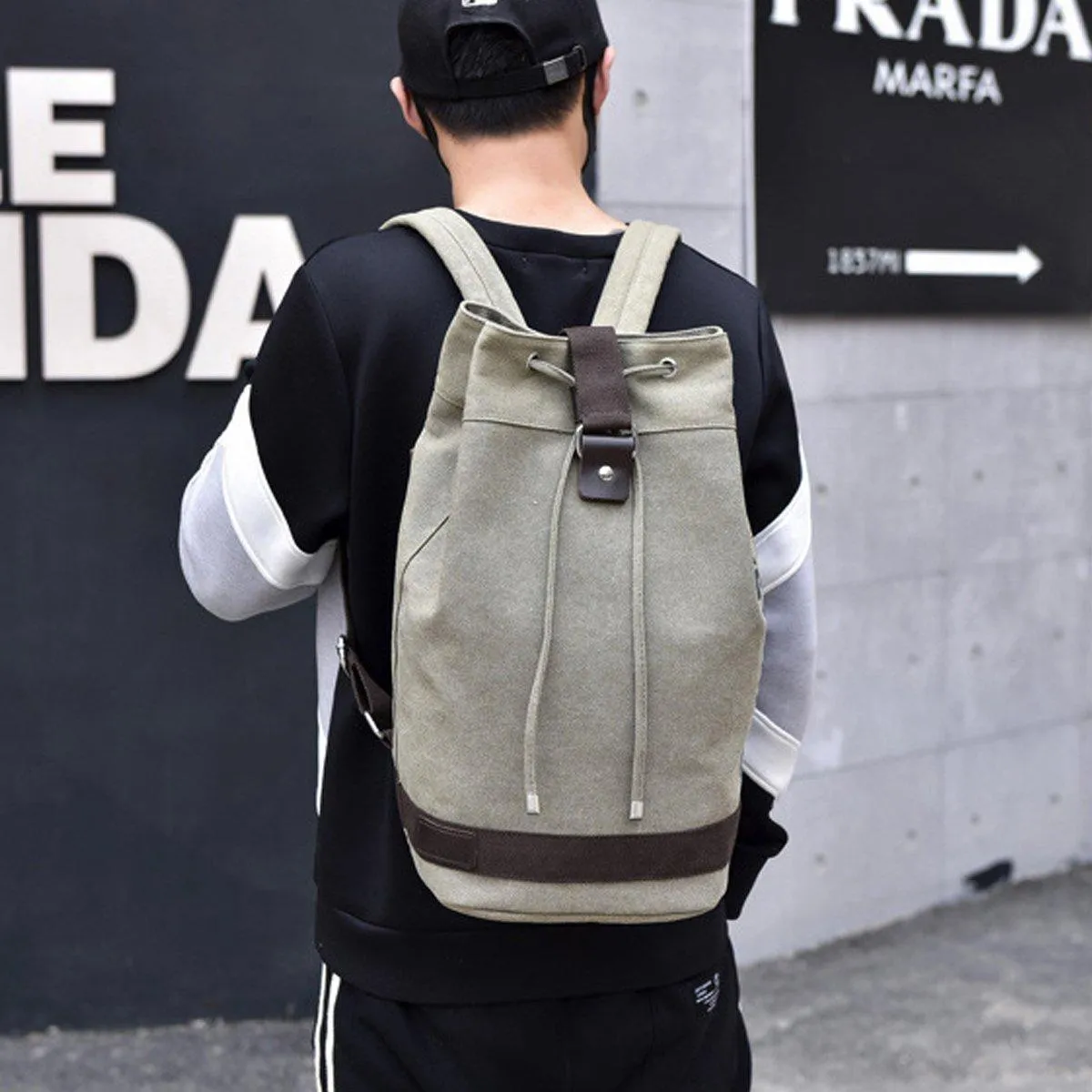 Canvas Sports Backpack Mens Leisure Travel Schoolbag Multi-purpose Backpack