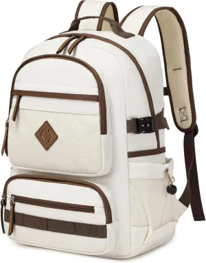 Caoroky knight Laptop Backpacks College Bookbags Women Men Anti Theft Travel Backpacks Large Elementary Middle High School Bags for Kids Teens Girls Boys Students Adults Causal Daypack-Off White