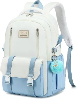 Caoroky knight Travel Laptop Backpack for Women Girls Elementary High School Bag College Backpacks Waterproof Daypack Large Bookbags Purse for Teens Students Computer Bags 15.6 Inch-Blue