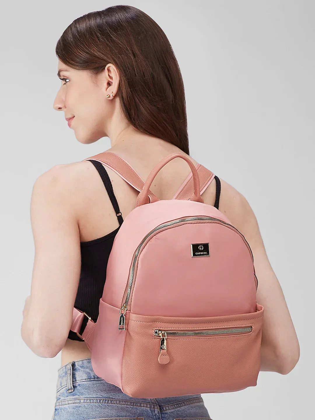 Caprese Casper Medium Pink Casual Backpack