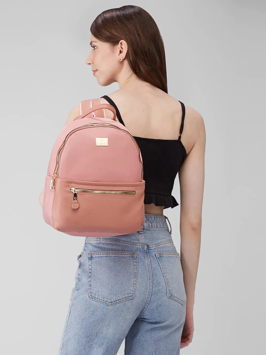 Caprese Casper Medium Pink Casual Backpack