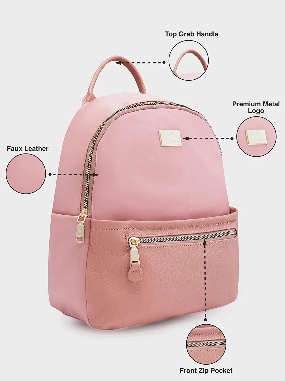 Caprese Casper Medium Pink Casual Backpack