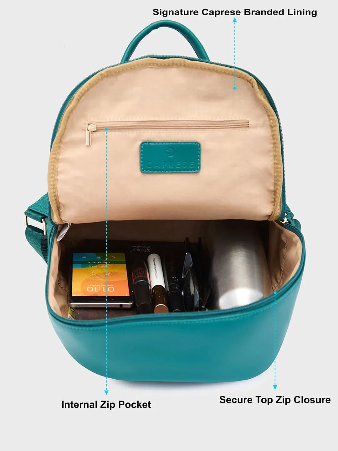 Caprese Merlin Medium Bottle Green Backpack