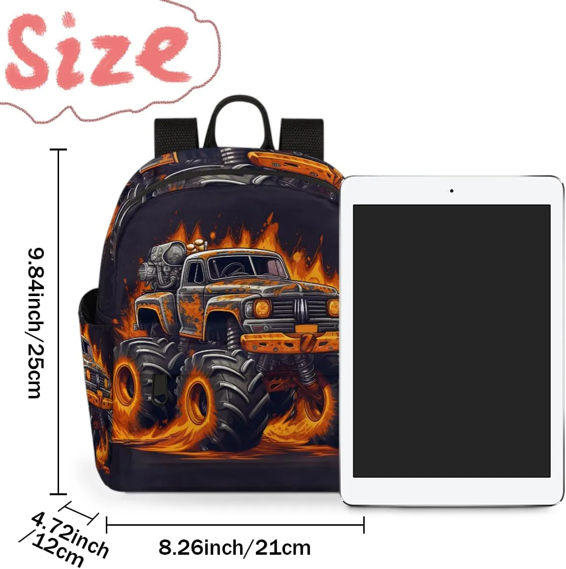 Car Monster Truck Mini Backpack Purse for Women Fashion Lightweight Small Daypack Ladies Travel Handbags Shoulder Bag