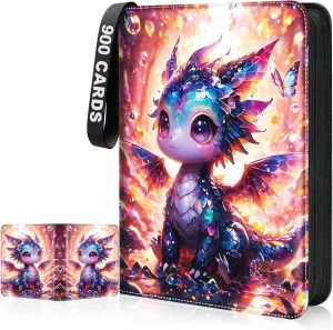 Card Binder 9 Pocket Collectible Trading Cards Storage with 50 Removable Sleeves Holder 900 Cards,3-Ring Zipper Design Perfect for Game, MTG & Sports Cards, Gifts for Boy and Girls (Indigo, Large)
