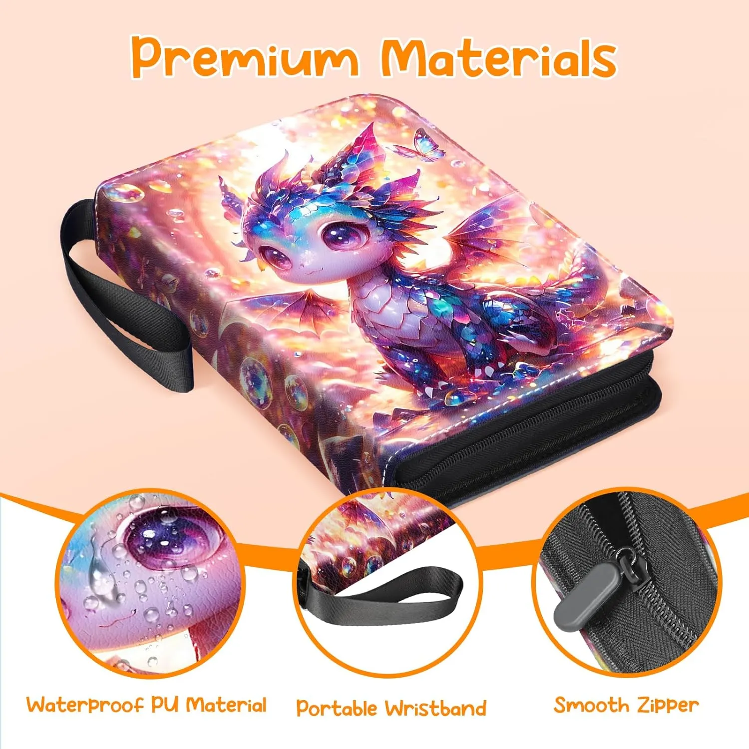 Card Binder 9 Pocket Collectible Trading Cards Storage with 50 Removable Sleeves Holder 900 Cards,3-Ring Zipper Design Perfect for Game, MTG & Sports Cards, Gifts for Boy and Girls (Indigo, Large)