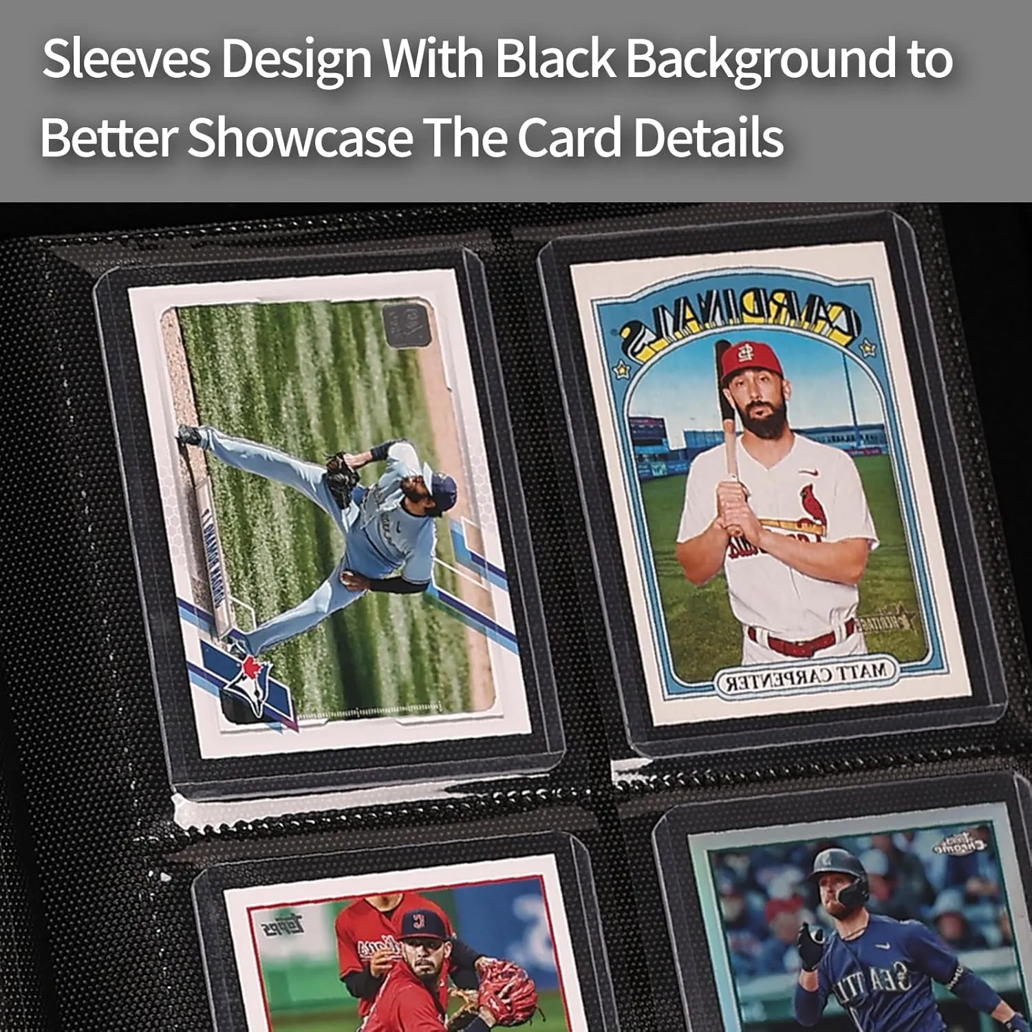 Card Binder for Toploaders, Portable 4 Pockets Trading Card Holder Albums for Sports, Trading, and Gaming Cards Silver